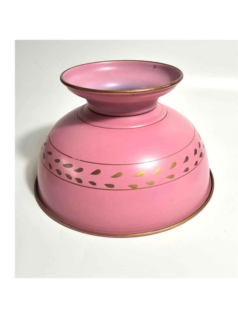 Vintage Pink Tole Lamp Shade | Bouillotte Style | Gold Stencil | Boudoir Accent